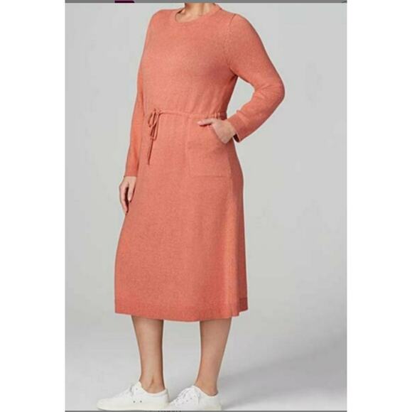 J Jill Sweater Dress Size Medium Midi Length Long Sleeve Soft Red Clay - Picture 9 of 9